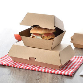 2 Sizes Kraft Paper Burger Box , Burger Takeaway Box Thickness 250gsm supplier
