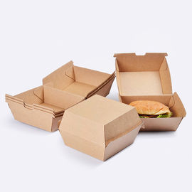 2 Sizes Kraft Paper Burger Box , Burger Takeaway Box Thickness 250gsm supplier