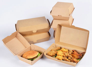 2 Sizes Kraft Paper Burger Box , Burger Takeaway Box Thickness 250gsm supplier