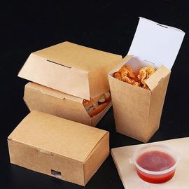 Collapsible Fried Chicken Takeaway Boxes Kraft Paper Material Vent Hole Design supplier