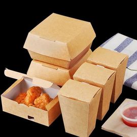 Collapsible Fried Chicken Takeaway Boxes Kraft Paper Material Vent Hole Design supplier