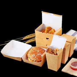 Collapsible Fried Chicken Takeaway Boxes Kraft Paper Material Vent Hole Design supplier