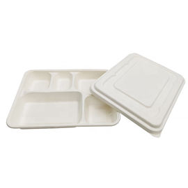 Biodegradable Food Box White Color Food Grade Sugarcane Pulp Material Non Pollution supplier