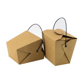Anti Leakage Food Box 350 Gsm Kraft Paper Material With Black Handle supplier