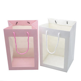 Drawstring Luxury Gift Packaging Bags , Cardboard Paper Bag With Transparent Window supplier