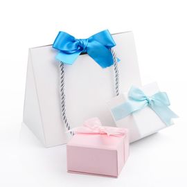 Triangle Shape Cardboard Shopping Bags , Ribbon Corrugated Paper Bags supplier