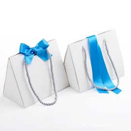 Triangle Shape Cardboard Shopping Bags , Ribbon Corrugated Paper Bags supplier