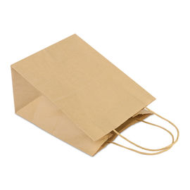Flat Bottom Personalized Brown Paper Bags With Paper Twisted Cord Handle supplier