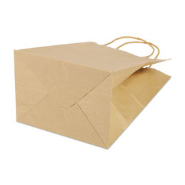 Flat Bottom Personalized Brown Paper Bags With Paper Twisted Cord Handle supplier