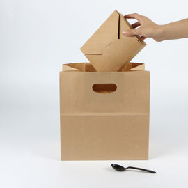 Food Grade Kraft Paper Bags Disposable Custom Printed Strengthen Firmly Handle supplier