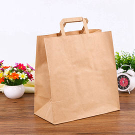 Custom Printed Kraft Paper Bags Environmentally Friendly Flat Hand Rope supplier