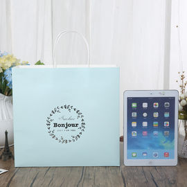 Light Blue / Pink Personalized Paper Gift Bags 150gsm White Kraft Paper Material supplier