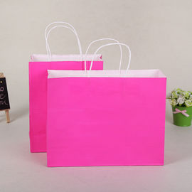 Solid Coloured Kraft Paper Bags Recyclable Environmentally Friendly For Shopping supplier