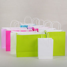 Solid Coloured Kraft Paper Bags Recyclable Environmentally Friendly For Shopping supplier