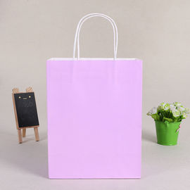 Solid Coloured Kraft Paper Bags Recyclable Environmentally Friendly For Shopping supplier