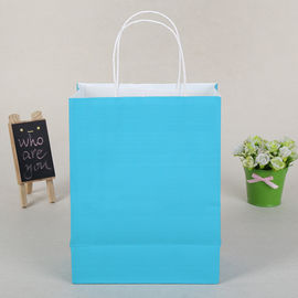 Solid Coloured Kraft Paper Bags Recyclable Environmentally Friendly For Shopping supplier