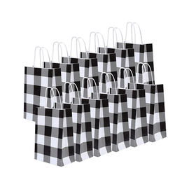 Grid Pattern Custom Printed Carrier Bags , Brown Paper Gift Bags Size 16 X 8 X 22 Cm supplier