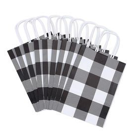 Grid Pattern Custom Printed Carrier Bags , Brown Paper Gift Bags Size 16 X 8 X 22 Cm supplier