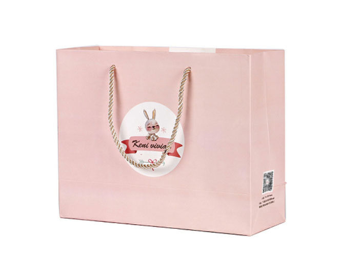 Pink Color Paper Shopping Bags Reusable For Promotion / Shopping / Gift supplier