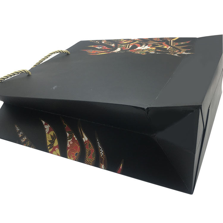 Ribbon Handle Large Paper Carrier Bags Black Color Paperboard Material supplier
