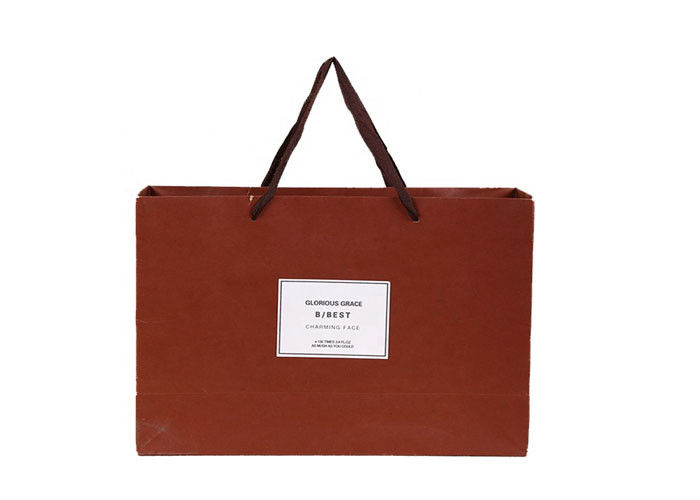 Customized Size Paper Shopping Bags Medium Soft Hardness Brown Color supplier