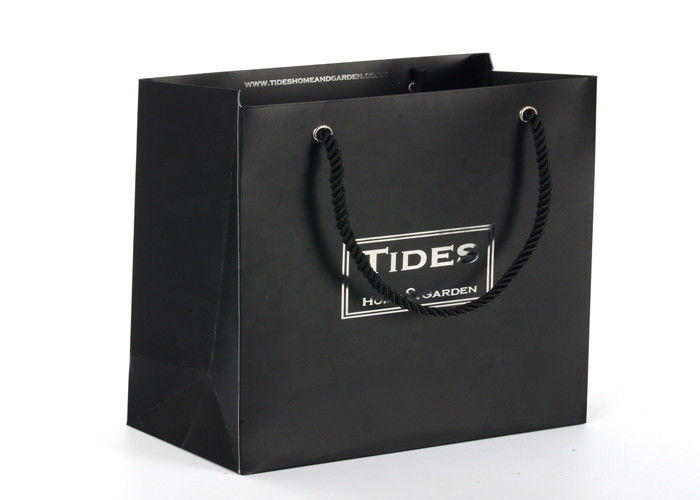 Black Color Paper Merchandise Bags , Promotional Recycled Paper Carrier Bags supplier