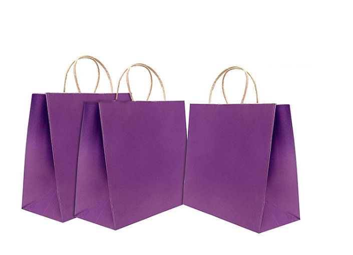 12 * 16 * 6 Inches Custom Kraft Paper Bags , Purple Paper Bags With Handles supplier