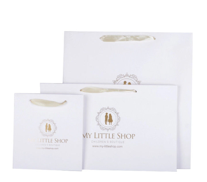 Ribbon Handle Printed Kraft Paper Bags Matt / Glossy Lamination Surface Handling supplier