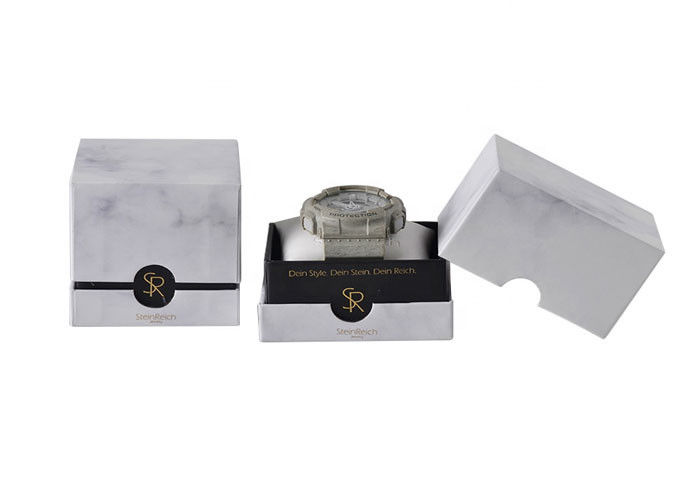 Cardboard Morden Marble Gift Box , Single Watch Gift Boxes With Pillow supplier