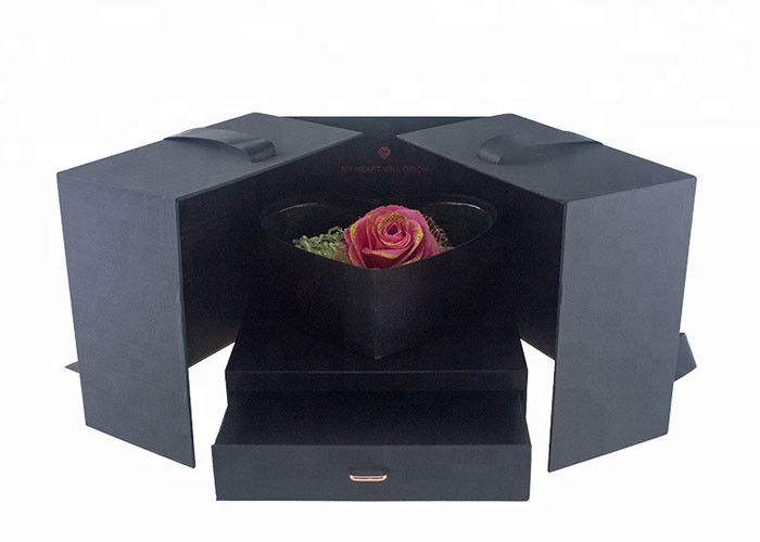 Heart Shape Flower Gift Box With Drawer Double Opening Ribbon Decoration supplier