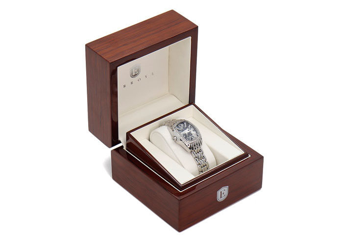 Classical Single Watch Presentation Box Gloss Lacquer Solid Wood Material supplier