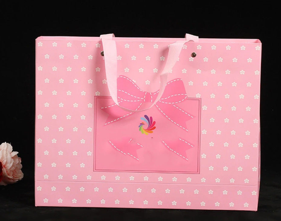 Delicate Custom Printed Paper Bags / Pink Paper Carrier Bags For Toys / Jewelry supplier