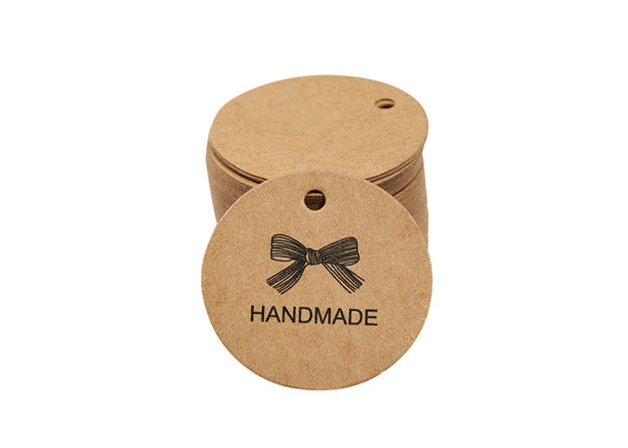Recyclable Aseptic Kraft Paper Hang Tags , Round Swing Tags Customized Size supplier