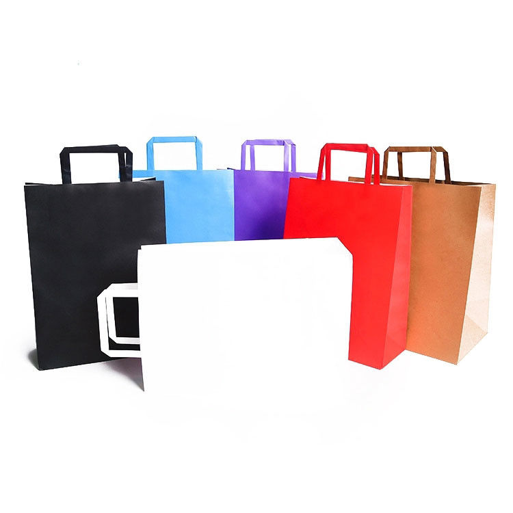 Colorful Printed Kraft Paper Bags Food Grade Material Flexo Printing Surface Handling supplier
