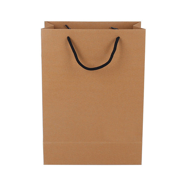 Cotton Handle Custom Printed Brown Paper Bags Recyclable Water Soluble Feature supplier