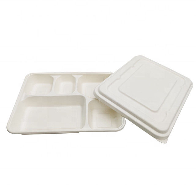 Biodegradable Food Box White Color Food Grade Sugarcane Pulp Material Non Pollution supplier