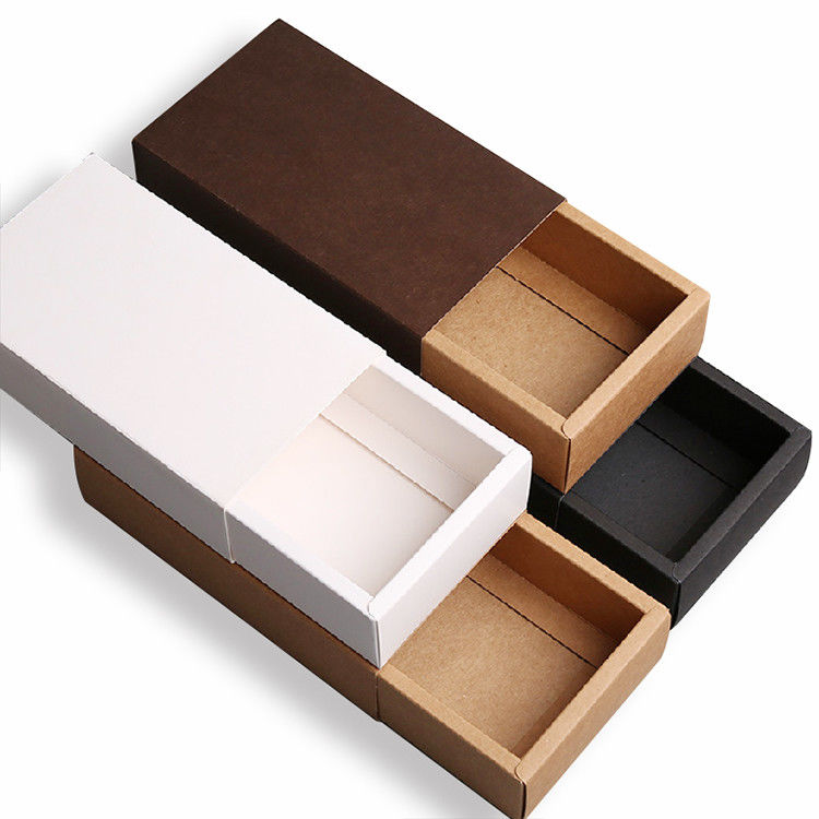 Drawer Style Custom Printed Boxes Durable 350g Brown Kraft Paper Material supplier