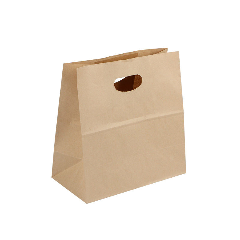 Food Grade Kraft Paper Bags Disposable Custom Printed Strengthen Firmly Handle supplier