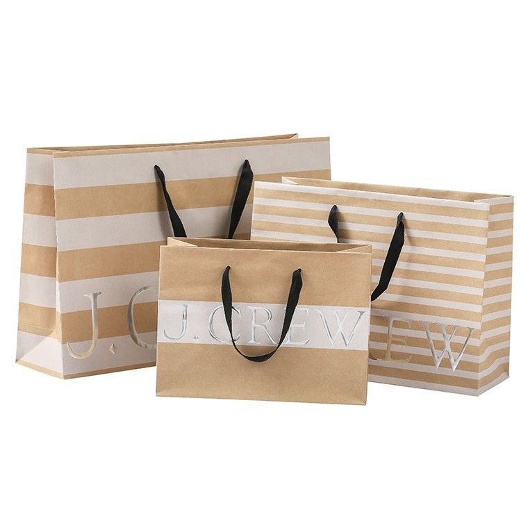 250gsm Brown Paper Shopping Bags , Commercial Paper Bags Clear Crease supplier