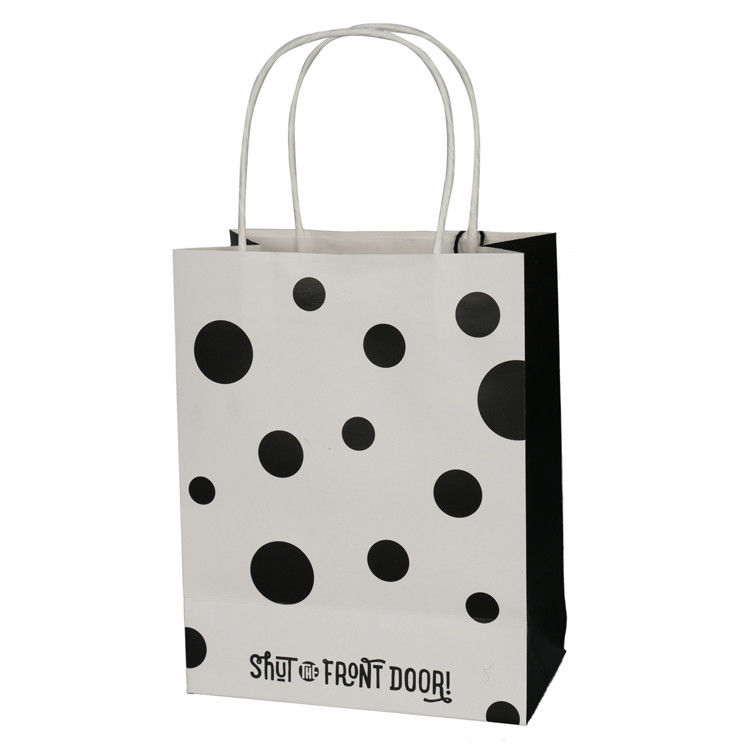 Dot Design Personalized Paper Shopping Bags , Promotional Paper Bags Offset Printing supplier