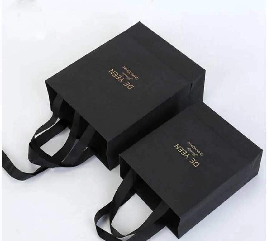 Professional Small Black Paper Bags , Personalised Paper Bags With ...