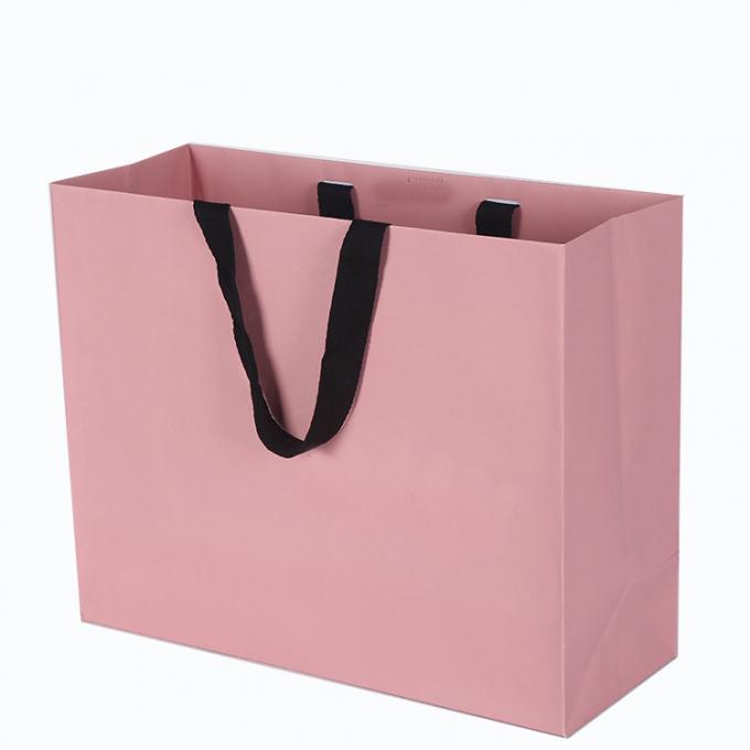 Pink Color Cardboard Bag Laminated Printed Luxury For Shopping / Gift